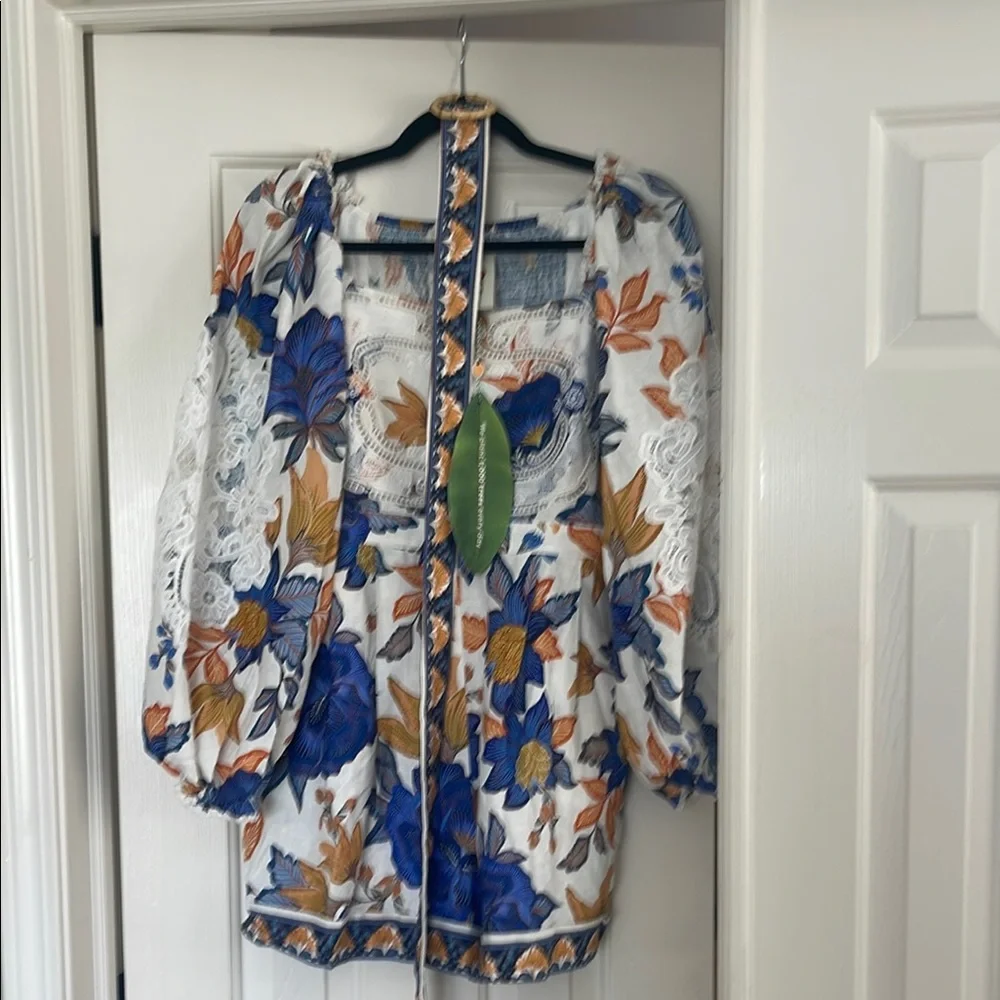 FARM Rio Off-White Summer Flowers Lenzing™ Ecovero™ Euroflax™ Romper - NWT - Picture 4 of 9